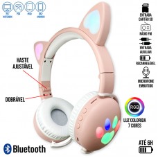 Headphone Bluetooth Gatinho KTP101 - Rosa